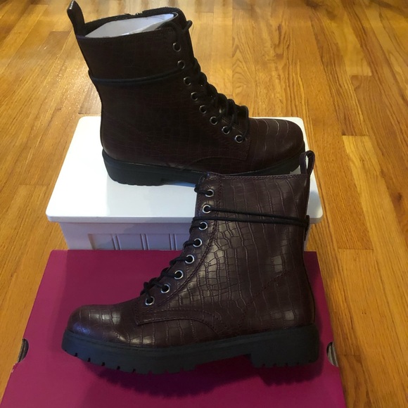 SO Women’s Combat Boots- Size 8-Burgundy Croco - Picture 6 of 13